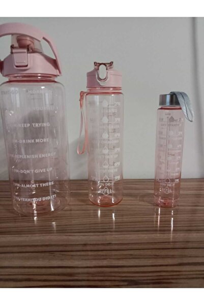Seram Collection Şeffaf 3lü Set Su Matarası Su Şişesi Suluk 2lt+900ml+600ml T...