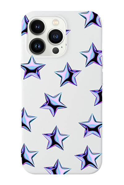 shoptocase Iphone 14 PRO MAX Uyumlu Mor Yıldızlar Desenli Lansman Silikon Tel...