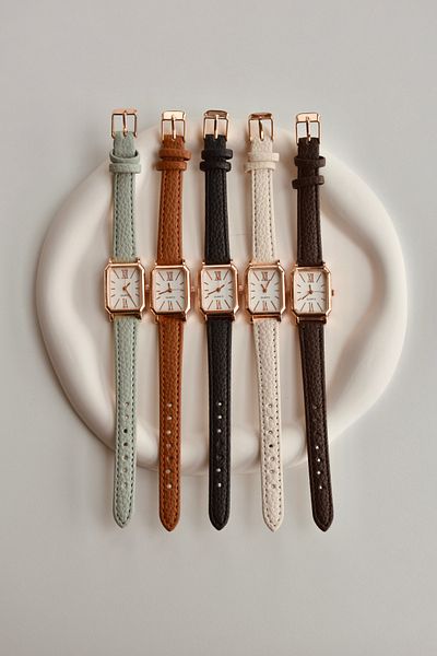 LOOKUP NEW Unisex Women's - Vintage Square and Rectangular Roman Numeral Leather New Season Wristwatch