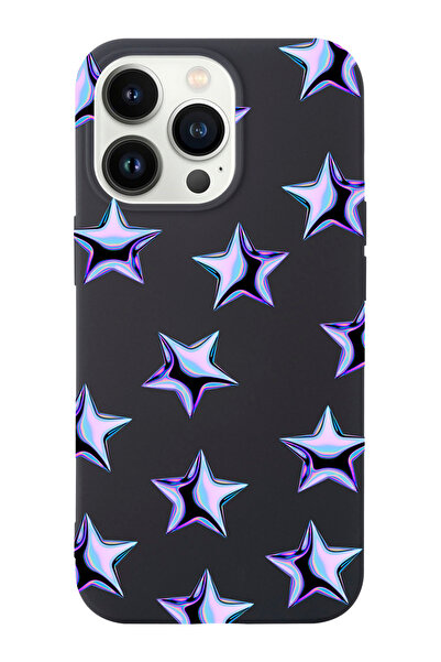 shoptocase Iphone 13 PRO MAX Uyumlu Mor Yıldızlar Desenli Lansman Silikon Tel...
