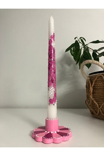 Elif Design 2 li mum ve şamdan seti el yapımı şamdan mum