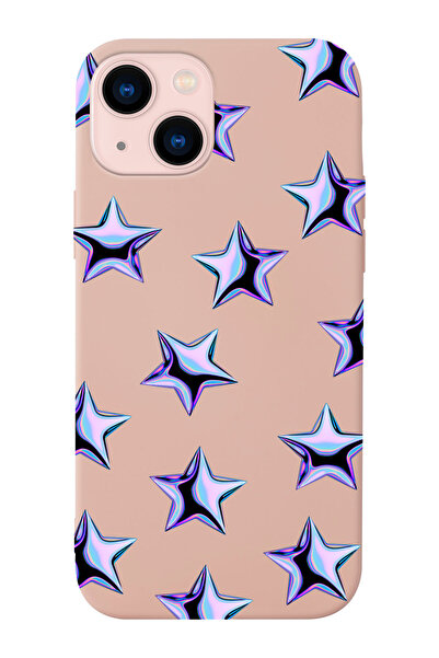 shoptocase Iphone 13 Uyumlu Mor Yıldızlar Desenli Lansman Silikon Telefon Kılıfı