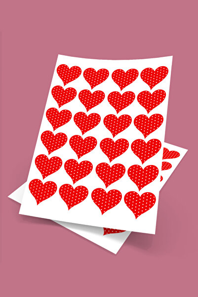 Runrux ملصق تغليف قلب أحمر منقط 4 سم 3 أوراق 84 قطعة