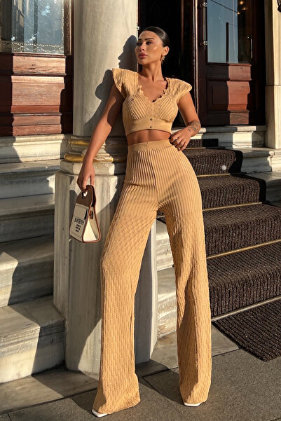 Gallogi Női Caramel Crop blúz és nadrág szett