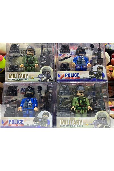 liss çarşı Police and Soldier Lego Set of 2 with Accessories