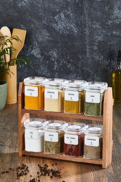 KukiWood Bella 200ml 8 piece spice cup set with label