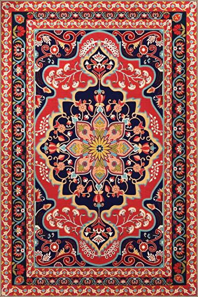 Rugs Modern Halı Етнически шарен винтидж модерен декоративен килим в червени ...
