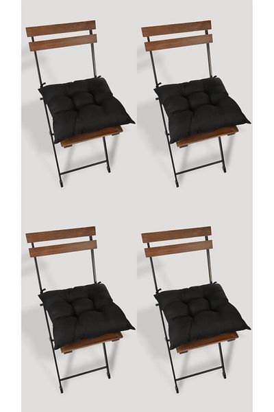 ÖZSAY HOME 4-Piece Decorative Chair Cushion with Laces Black 40x40