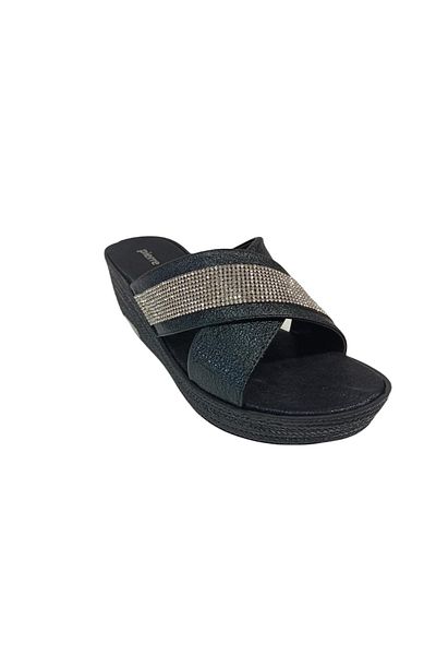Pierre Cardin 3507 Black Wedge Sole Women's Slippers