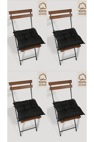 ÖZSAY HOME 4-Piece Decorative Chair Cushion with Laces Black 40x40