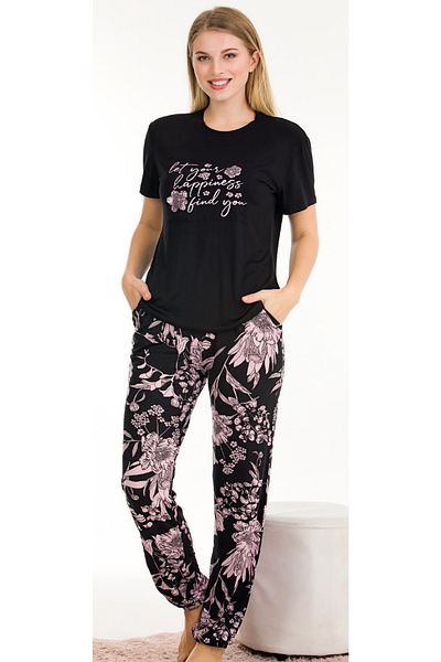 Jenny Daphne Σετ πιτζάμες Lady Floral Pattern κανονικό μέγεθος κοντομάνικο T-shirt Σετ πιτζάμες 12554
