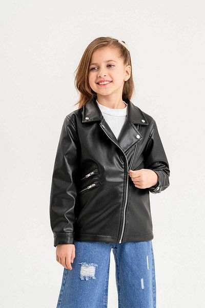 Gold Class Kidswear Кожено яке с подплата за момиче с цип