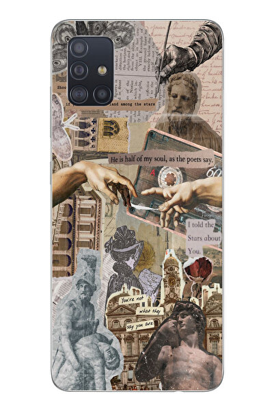 Magic Ring Samsung Galaxy A71 Uyumlu Aesthetic Sanatsal Kolaj Tasarımlı Şeffa...
