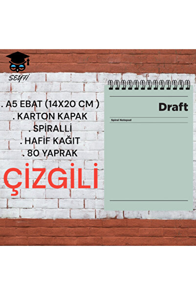 SEYFİKİRTASİYE A5 14x20 cm Prugasto 80 listova, gornji otvor, kartonski omot,...