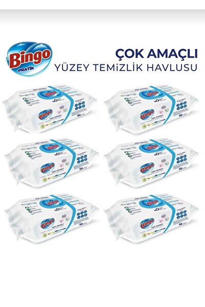Bingo bingoBingo Beyaz Sabun Katkılı Yüzey Temizlik Havlusu her paket 96 Yaprak toplam 6 paket