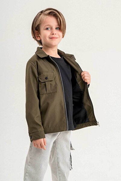 Gold Class Kidswear Çift Göğüs Cepli Fermuarlı Lastikli Ayarlanabilir Bel Erk...