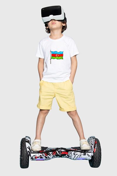 herotasarım Tricou pentru copii cu model steagul Azerbaidjanului - mânecă scurtă, Bll4589