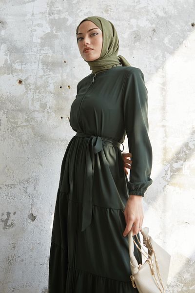 InStyle Ζωνητή Φούστα Gathered Ferace - Χακί