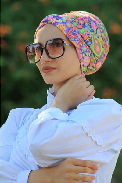 tessetür Bone diyarı Patterned Cross Bonnet Ethnic Pattern