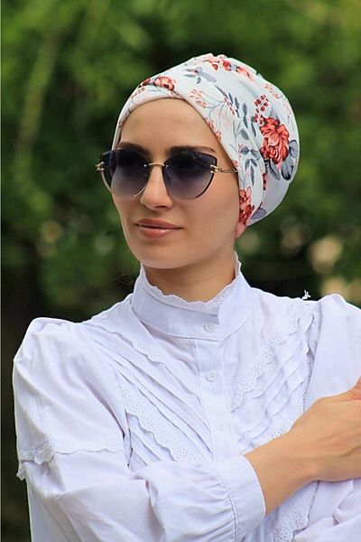 tessetür Bone diyarı Patterned Cross Bonnet Rose Pattern