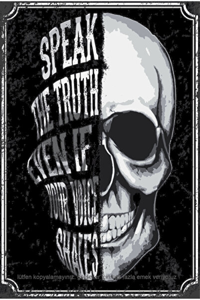 Hayat Poster Ρετρό ξύλινη αφίσα με πινακίδα κινδύνου κρανίου