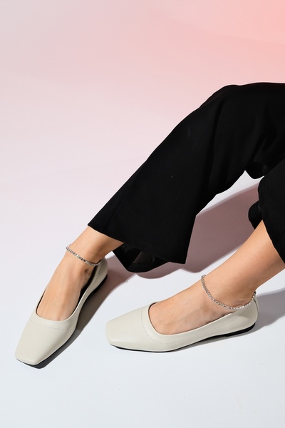 LuviShoes Detailní dámské balerínové boty POHAN Beige Skin Stone