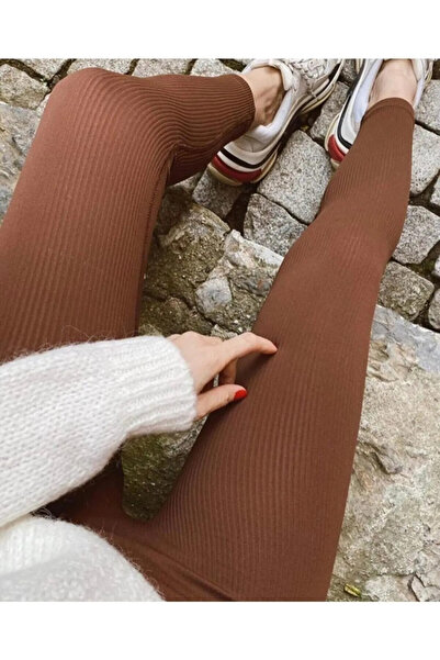 byhaziran butik Ženske rebraste fleksibilne leggins sa visokim strukom od lyc...