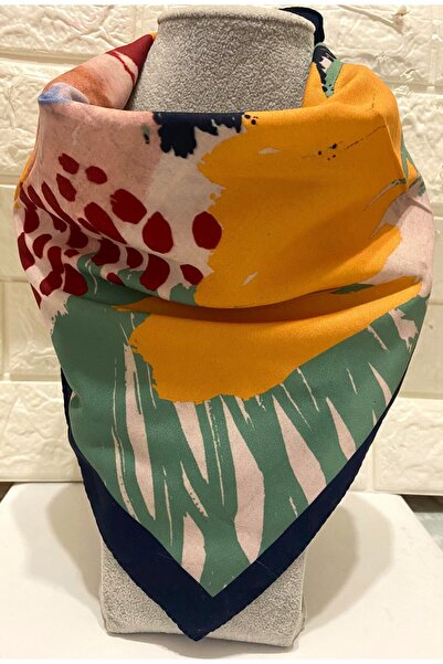 sema aksesuar Блакитний шарф з кольоровою облямівкою - Бандана - Подарунок на...