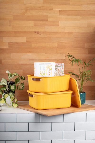 FH finehome Boxy 2-Piece Multi-Purpose Box 10LT Yellow