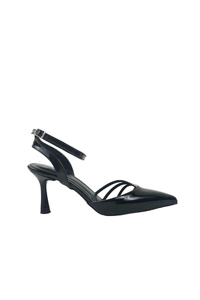 bescobel Women's Uyhan Black Pointed Toe 3 Bands Stone Detailed Evening Dress Shoes 7.5 Cm 702