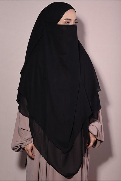İpekyolu Tuhafiye Hijab Chiffon Souffle Ready with Veil Black