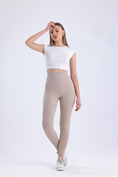 Miss Murem Wide Belt Corded Leggings-STONE