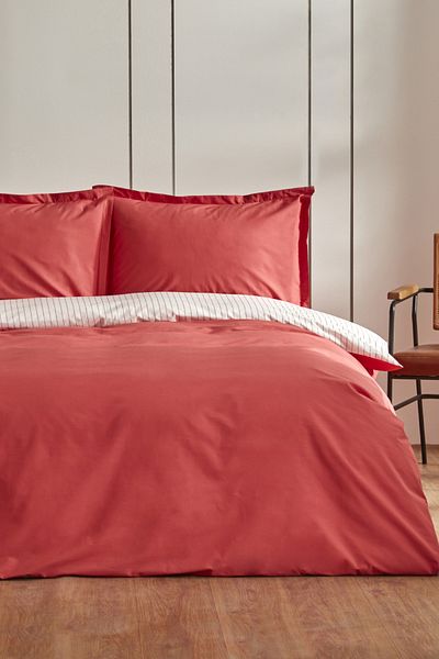 Karaca Home Cool Touch Stripe Single Duvet Cover Set Red