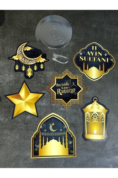 Masalsı Concept Led Işıklı 11 Ayın Sultanı Yazısı Ramazan Bayramı 6'lı Tavan Süsü  Dini Süsleme RAMAZAN Süs Seti