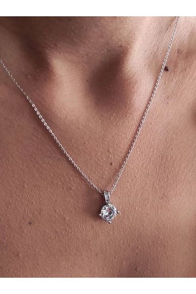 TÜKKAN ACCESSORİES ZIRCON TEKTAŞ GLASS CHAIN NECKLACE-KOL165