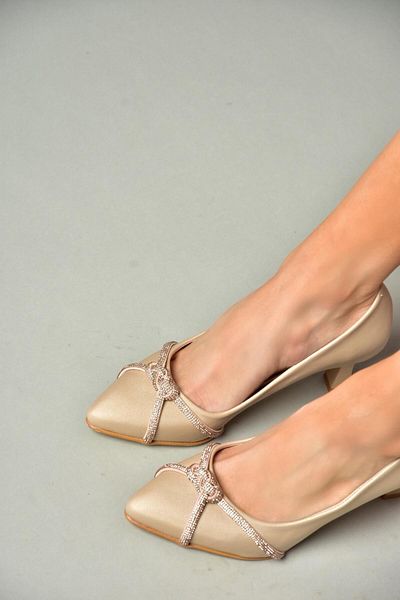 Fox Shoes S246061604 Pantofi de seară de damă cu toc gros din material nud