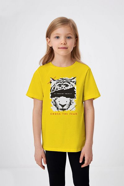 ADABEBEK Written Tiger Printed Girl's T-Shirt