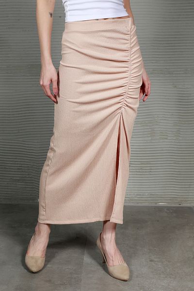 GİYSA Stone Women's Side Gathered Slit Skirt