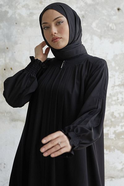 InStyle Πλισέ Λεπτομέρεια Gathered Ferace - Μαύρο