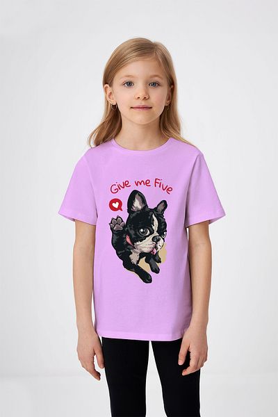 ADABEBEK Give Me Five Written Puppy Tricou pentru fetiță cu detalii