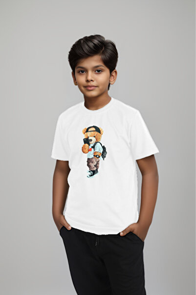 COSBA kids wear Tricou de bază pentru copii unisex cu imprimeu cu ursuleț de ...