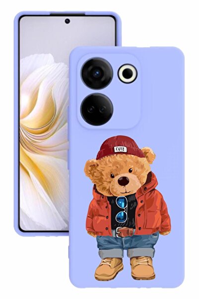 TECNO حافظة سيليكون كامون 20 مطبوعة وحماية للكاميرا بلون أرجواني