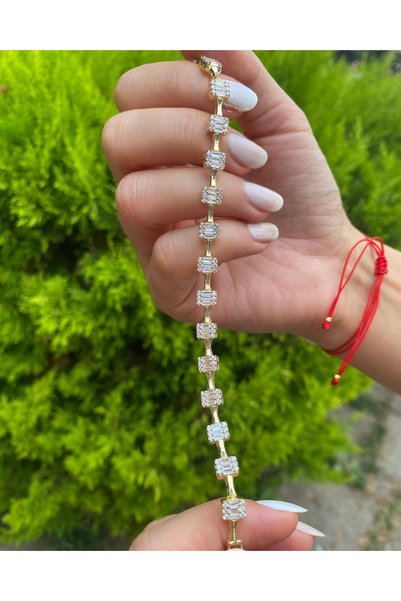 bestmysilver Kadın Gümüş Bagetli Bileklik