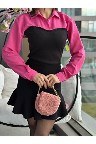 Cardella Блуза з коміром-стійкою та ребрами з трикотажу