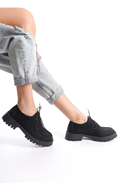 MARSEDO Черни дамски мокасини Halsey - ежедневни обувки с връзки