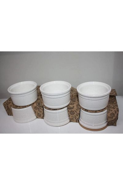 Decovio Horizontal Striped Glittered White Souffle Cup