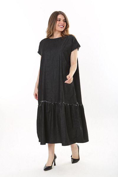 Şans Women's Plus Size Anthracite Filthy Stitched Dress 65N37638