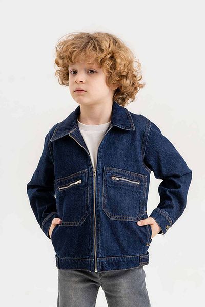 Gold Class Kidswear Момчешко дънково яке с двоен джоб и цип на гърдите