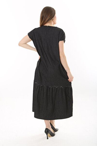 Şans Women's Plus Size Anthracite Filthy Stitched Dress 65N37638