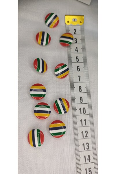 Tuhafiş 1.5 Cm Renkli Çizgili Düğme Bebek Hırkası Gömlek Elbise Için 10 Adet